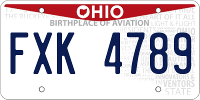 OH license plate FXK4789
