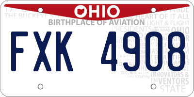 OH license plate FXK4908