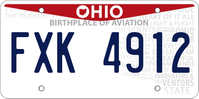 OH license plate FXK4912