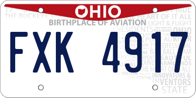 OH license plate FXK4917