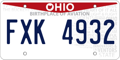 OH license plate FXK4932