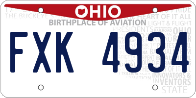 OH license plate FXK4934