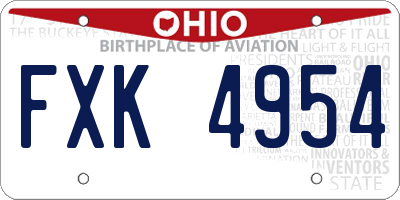 OH license plate FXK4954