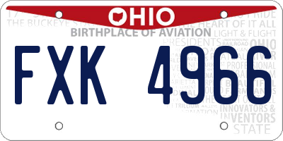 OH license plate FXK4966