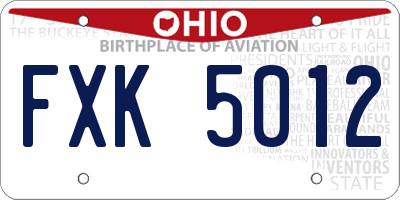 OH license plate FXK5012