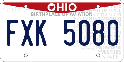 OH license plate FXK5080