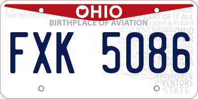 OH license plate FXK5086