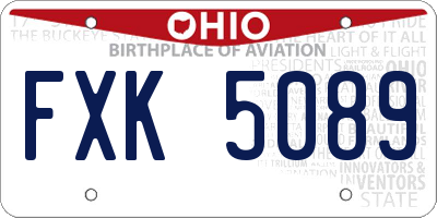 OH license plate FXK5089