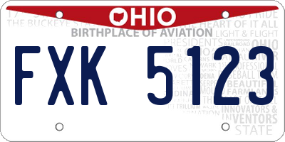 OH license plate FXK5123