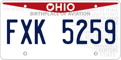 OH license plate FXK5259