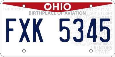 OH license plate FXK5345