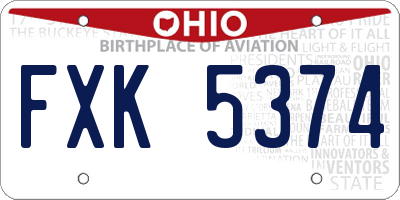 OH license plate FXK5374