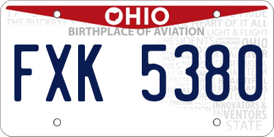 OH license plate FXK5380