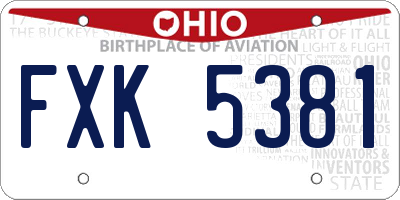 OH license plate FXK5381