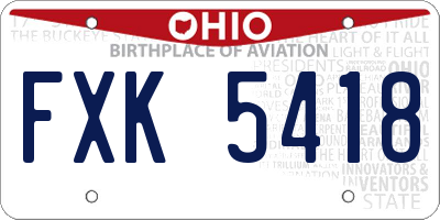 OH license plate FXK5418