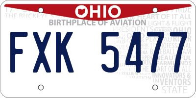 OH license plate FXK5477