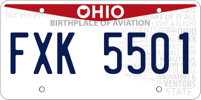 OH license plate FXK5501