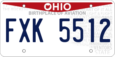 OH license plate FXK5512