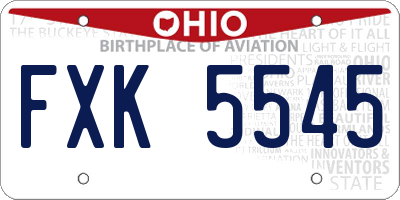 OH license plate FXK5545