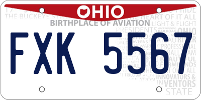 OH license plate FXK5567