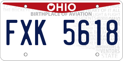 OH license plate FXK5618