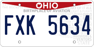 OH license plate FXK5634