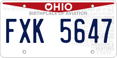 OH license plate FXK5647
