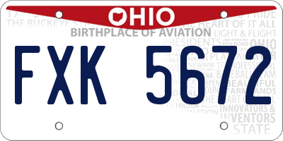 OH license plate FXK5672