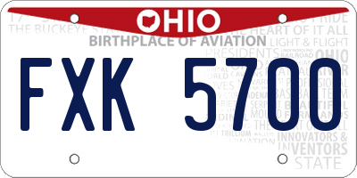 OH license plate FXK5700