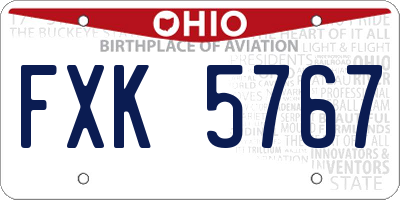 OH license plate FXK5767