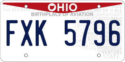 OH license plate FXK5796