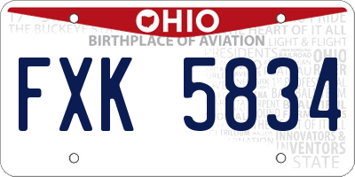 OH license plate FXK5834