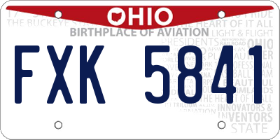 OH license plate FXK5841