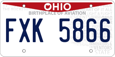 OH license plate FXK5866