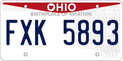 OH license plate FXK5893