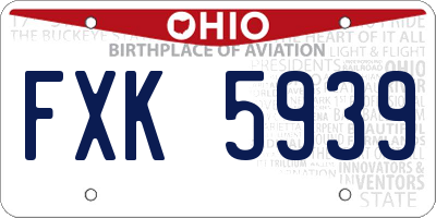 OH license plate FXK5939