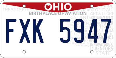 OH license plate FXK5947