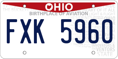 OH license plate FXK5960