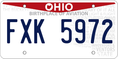 OH license plate FXK5972