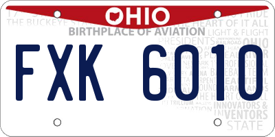 OH license plate FXK6010