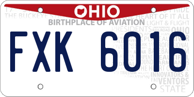 OH license plate FXK6016