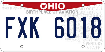 OH license plate FXK6018