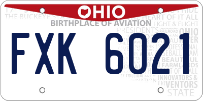 OH license plate FXK6021