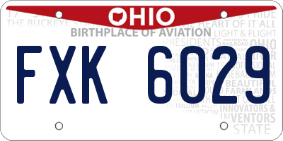 OH license plate FXK6029