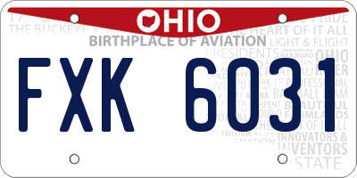OH license plate FXK6031