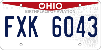 OH license plate FXK6043