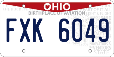 OH license plate FXK6049