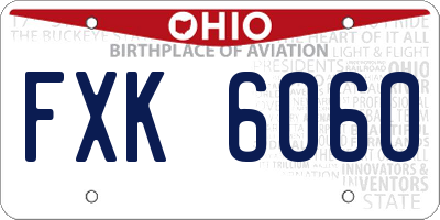 OH license plate FXK6060