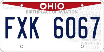 OH license plate FXK6067