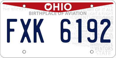 OH license plate FXK6192